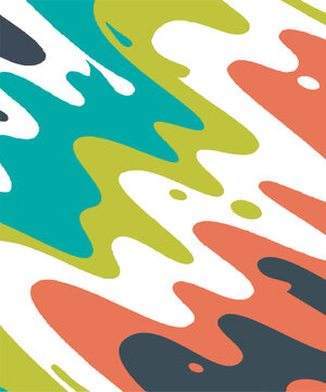 Seamless camouflage pattern design with military style waves in green and brown colors.