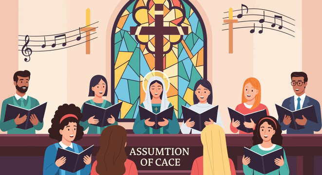 Community Choir Harmonizing in Collective Hymn Singing Performance