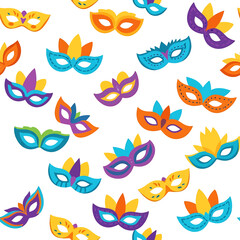 Fototapeta premium Vibrant Mardi Gras Carnival Masks Pattern.