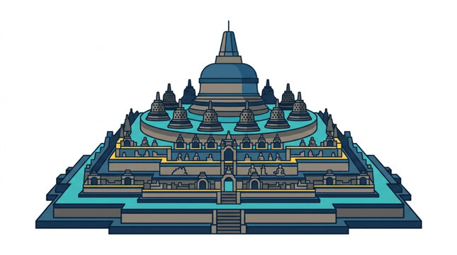 Ancient Buddhist Temple With Many Statues and Stupas.