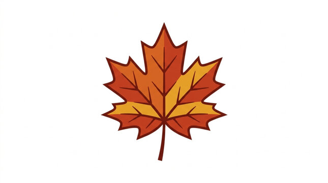 Autumn Maple Leaf Illustration Isolated on White Background.