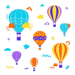 Obraz premium Colorful hot air balloons flying high.
