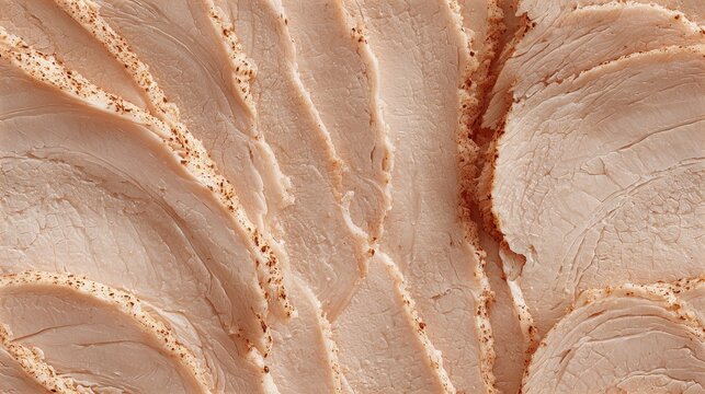 Seamless Pattern of Thinly Sliced Cooked Turkey Breast with Seasoning
