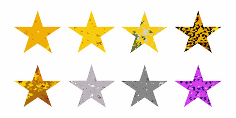 Obraz premium Six glitter textured stars in a horizontal row on white background