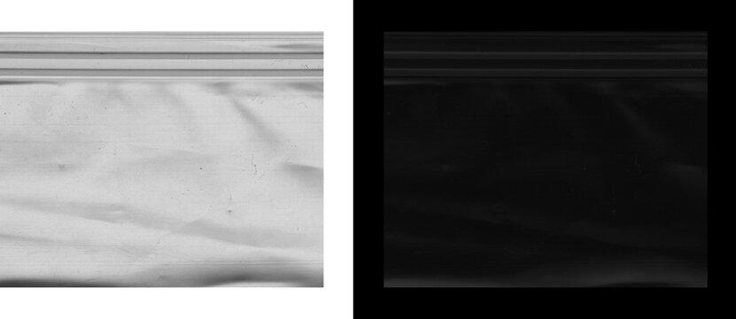 Minimalist abstract plastic texture background, white and black crinkled polyethylene film, wrinkled synthetic material surface for overlay