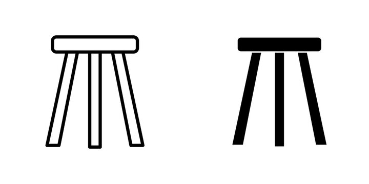 Stool icon on white background, editable stroke svg 10