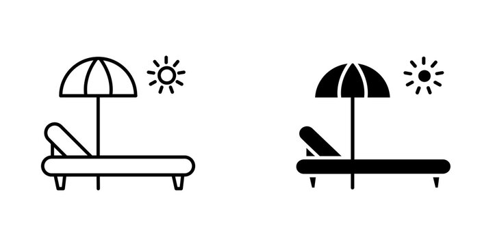 Sun bed icon on white background, editable stroke svg 10