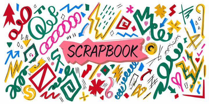 Scrapbook Vector Design With Colorful Hand Drawn Elements