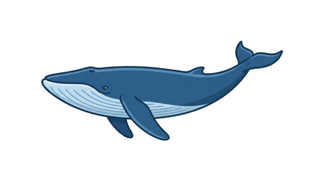 Blue whale illustration swimming in the ocean.