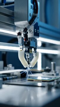 Precision Robotic Gripper Placing Microchip on Circuit Board