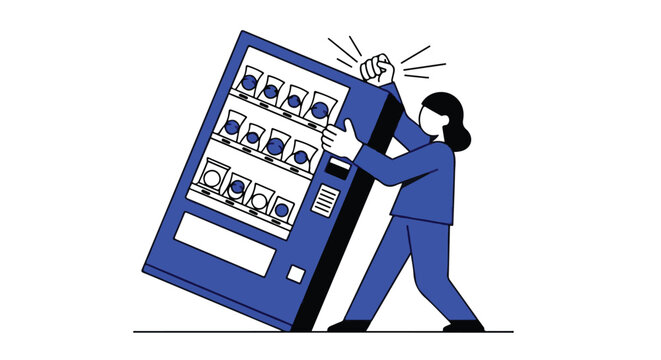 Frustrated person hitting a snack machine
