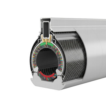 Cross section of advanced engineered tube with complex layered interio