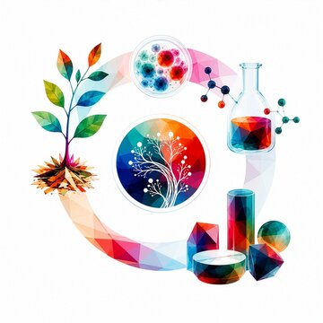 Abstract circular bioeconomy system with biomass transformation and closed loop resource flows