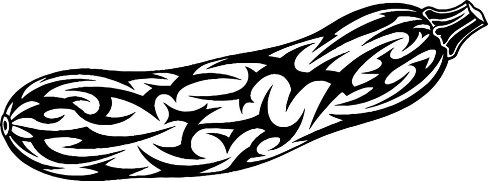 Zucchini Squash Vegetable with Tribal Tattoo Ornament