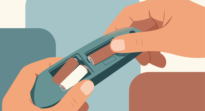 Person inserts batteries into electronic device