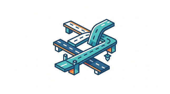 Abstract road intersection illustration with impossible geometry.