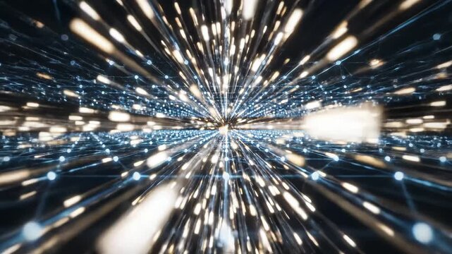 Abstract digital network pattern emphasizing network speed and cloud computing