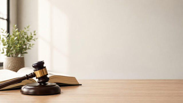 gavel and open law book with copy space for legal advice