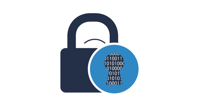 Padlock With Binary Code Flat Vector Illustration