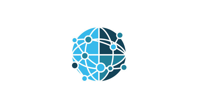 Global network sphere with connected nodes blue vector illustration