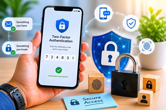 Two-factor authentication security concept on a smartphone for the concept of digital security.