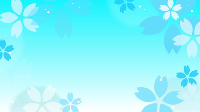 ブルーの桜が回転する爽やかなアニメーション背景　ループ可能な4Kビデオ素材