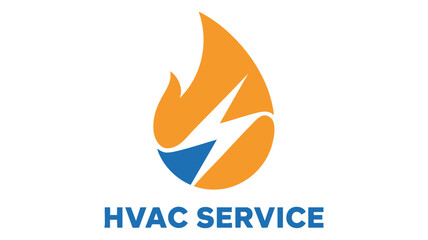 Fototapeta premium Flame and Lightning Bolt Icon Symbolizing Hvac Service, Combining Elements of Gas, Heating, and Electrical Work