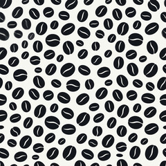 Fototapeta premium A seamless pattern of coffee beans on a white background.