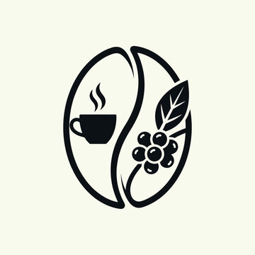 A coffee cup and coffee bean illustration.
