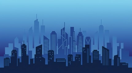 Fototapeta premium Abstract Blue Modern Cityscape Skyline Silhouette Vector Illustration