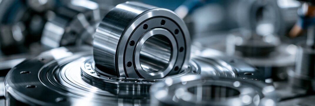 Medium shot of a highprecision bimetal bearing line with detailed stamping and coating processes ensuring durability and performance.