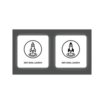 Rocket Ship Icons Set with Goal Launch Text