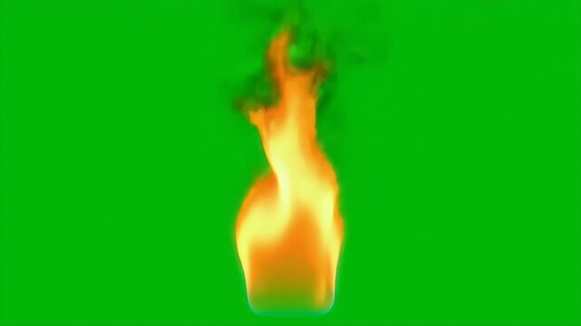 Digital Flame on Green Chroma Key Background - A digital flame flickers softly against a vibrant green chroma key background, making it ideal for video editing and special effects.