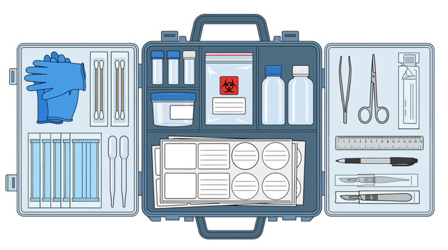 First aid kit medical supplies.
