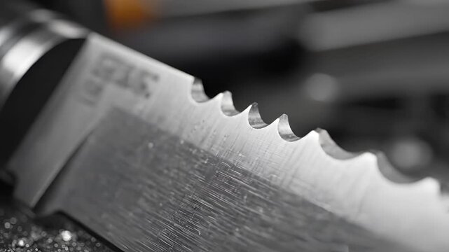 Closeup Macro Shot of a Serrated Knife Blade Edge 1.