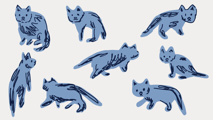 Fototapeta premium Cute cat hand drawn doodles collection