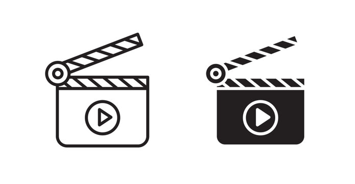 Film clapperboard icon vector design illustrations. line and solid styles