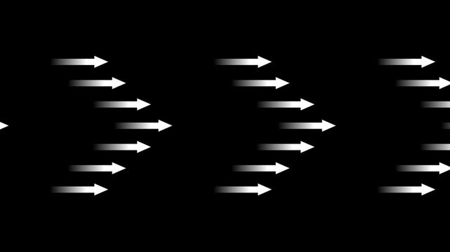 White multi-arrow combination moving continuously to the right, alpha channel