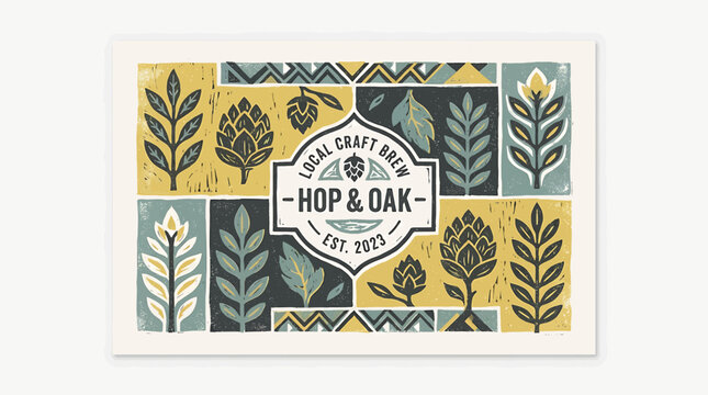 Hop and Oak Beer Label Design.