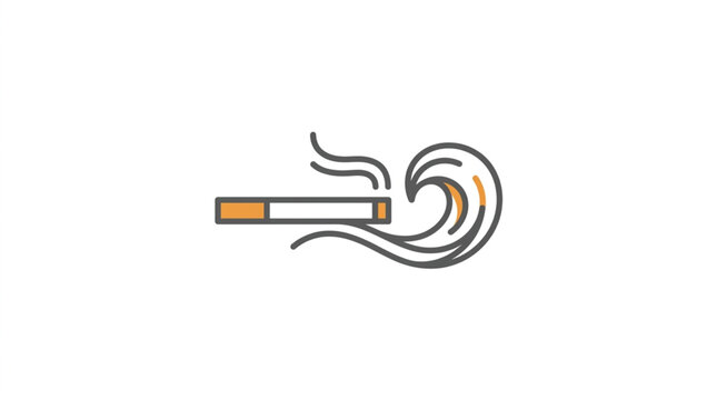 Cigarette with smoke stylized illustration.