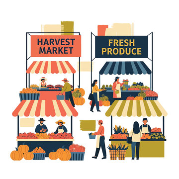 Vibrant Harvest Market Fresh Produce Stalls.