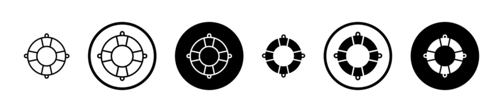 Life buoy icon filled flat and line versions