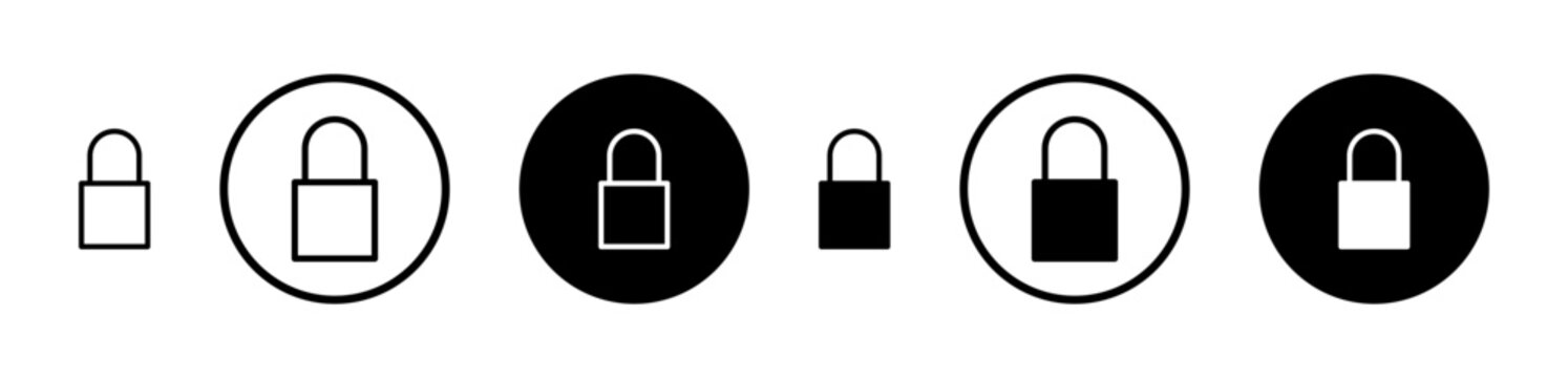 Lock icon filled flat and line versions