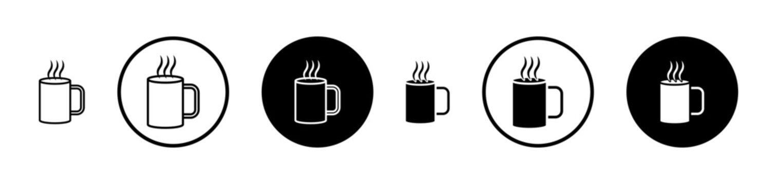 Mug icon filled flat and line versions