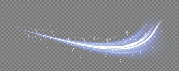 Blue magic light trail overlay isolated on transparent background © Alesya