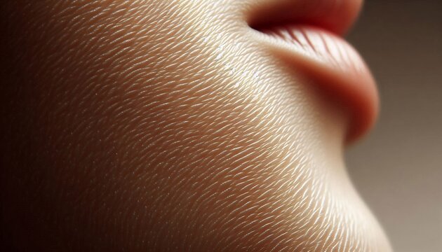 Close-up Macro Shot of Human Skin Texture with Subtle Lighting.