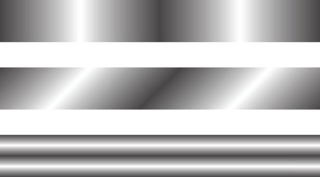 Grey metallic banners with gradient effect and white light reflections on smooth surface  modern design elements