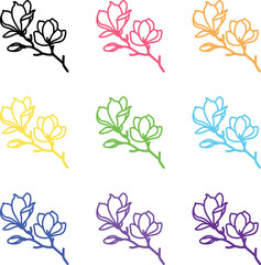 Floral branch pattern on transparent background vibrant colors seamless design vector. © nidrarani