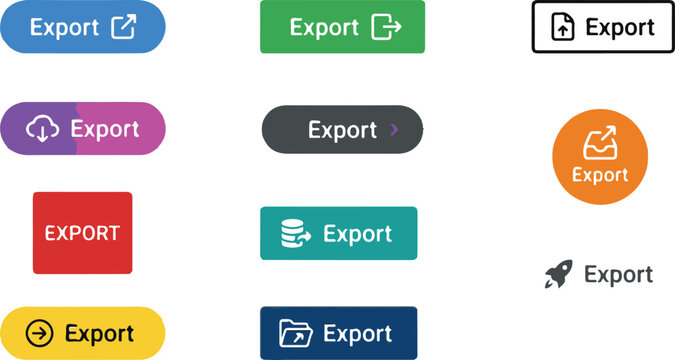 Export data document file transfer interface graphic buttons vector layout pack for management system