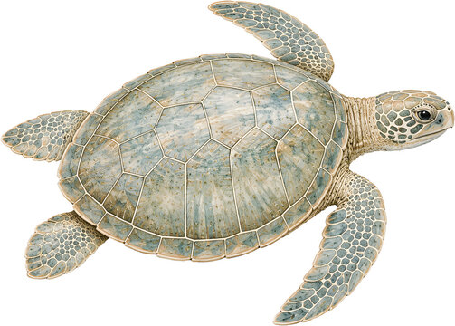Isolated sea turtle on transparent background